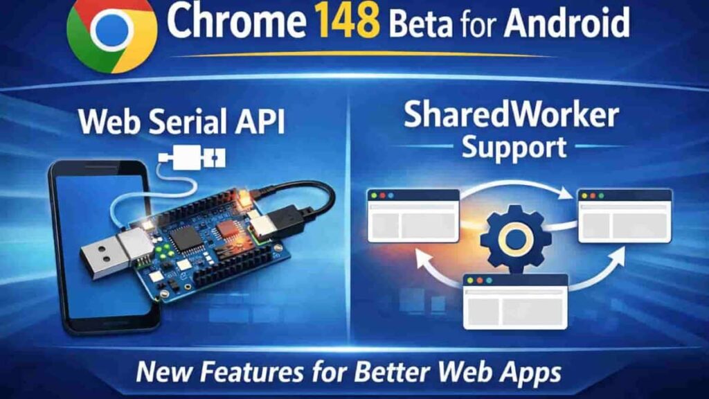 Chrome 148 Beta for Android new features Web Serial API and SharedWorker support